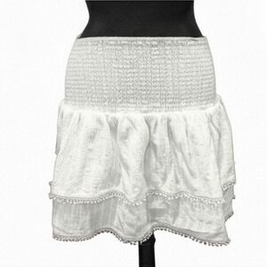 Lea & Viola Small White Boho Chic Mini Skirt Tiered Festival Vibes Cottagecore